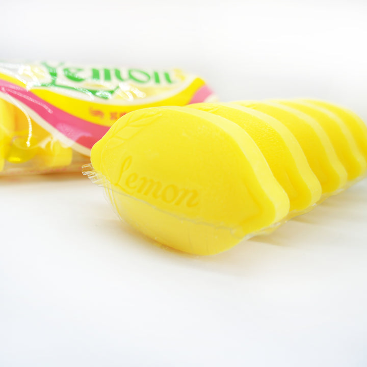 レモン石けん５コ包｜懐かしの昭和レトロ石鹸。裏には「皆様石鹸」の刻印。