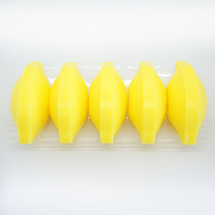 レモン石けん５コ包｜懐かしの昭和レトロ石鹸。裏には「皆様石鹸」の刻印。