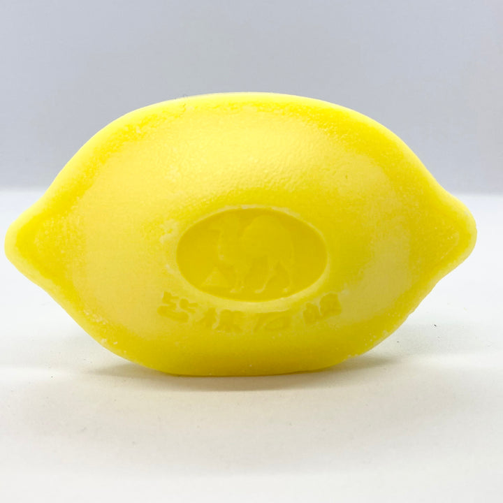 レモン石けん５コ包｜懐かしの昭和レトロ石鹸。裏には「皆様石鹸」の刻印。
